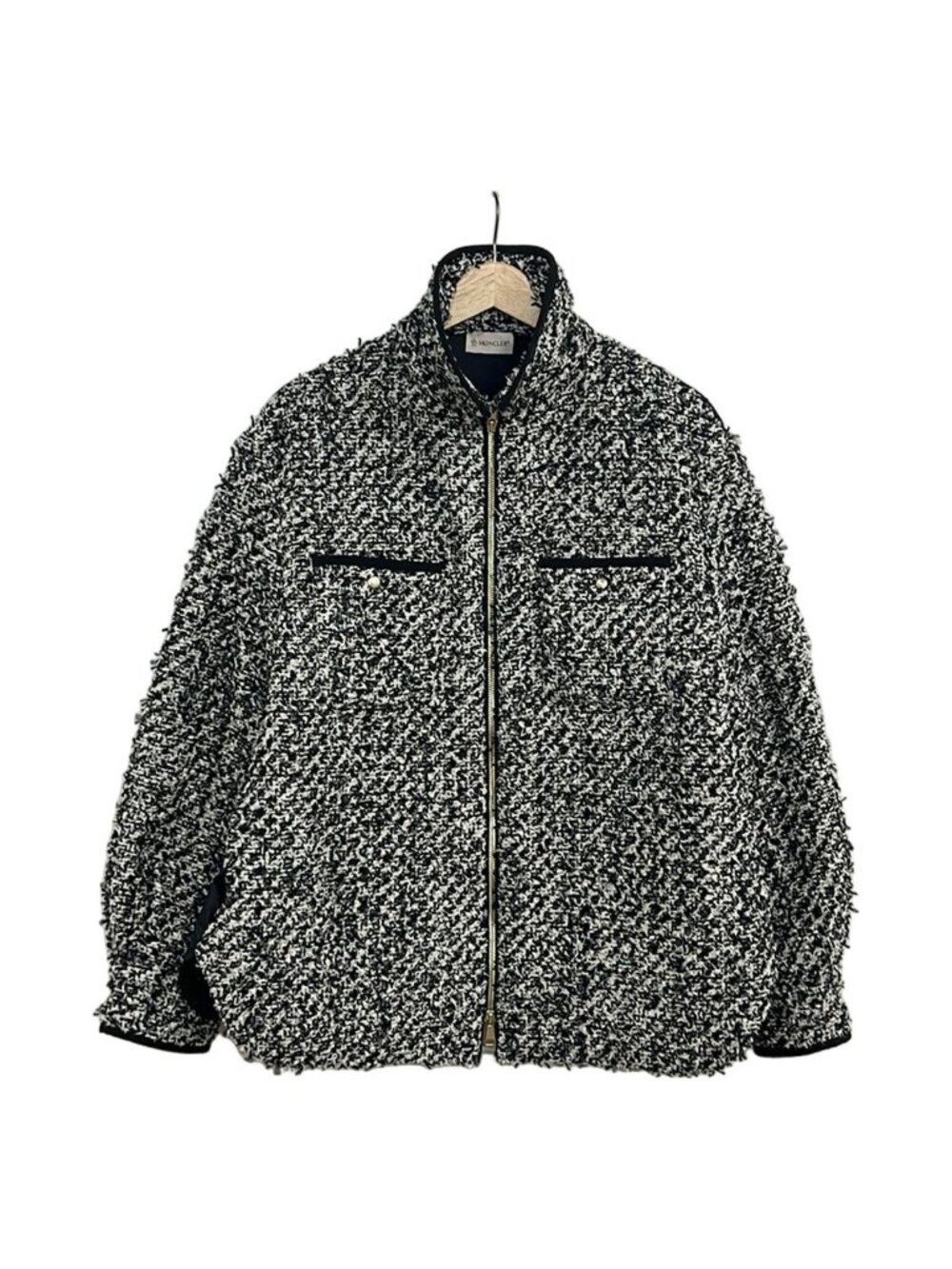 Moncler Down Jacket L Camicia Navy White Zip